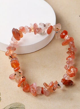 天然石榴石手链女碎石水晶手串不规则单圈南红玛瑙女士美颜气质潮