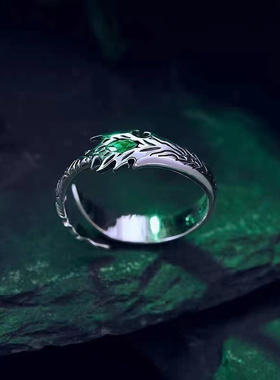S925银 逆天而行配剑 武庚纪冥族大元帅永恒之夜时尚潮流开口戒指