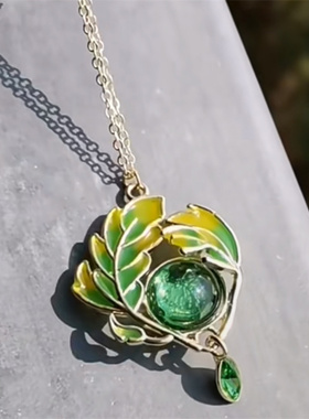 首饰套装椭圆绿宝石项链轻奢马来玉耳环锆石饰品送礼物潮流链绿色