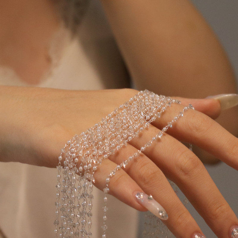 2mm银色珍珠切角水晶链 精致手工链条 diy手工流苏饰品材料配件,淘宝优惠券,粉丝福利购,淘宝优惠卷