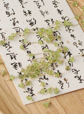 天然橄榄石碎石链纯铜电泳保色