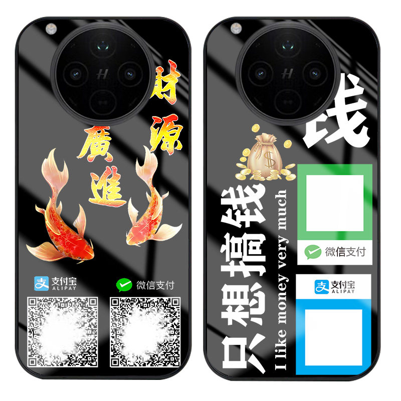 适用OPPOFINDX9手机壳FINDX8新品X5夜光FINDX6玻璃X3外套X7微信收款钱二维码定制情侣男士女生FINDX9pro创意