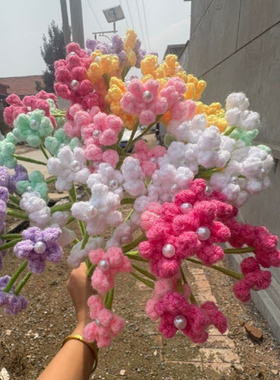 成品纯手工编织满天星花束搭配毛线花生日礼物闺蜜礼物教师节礼物