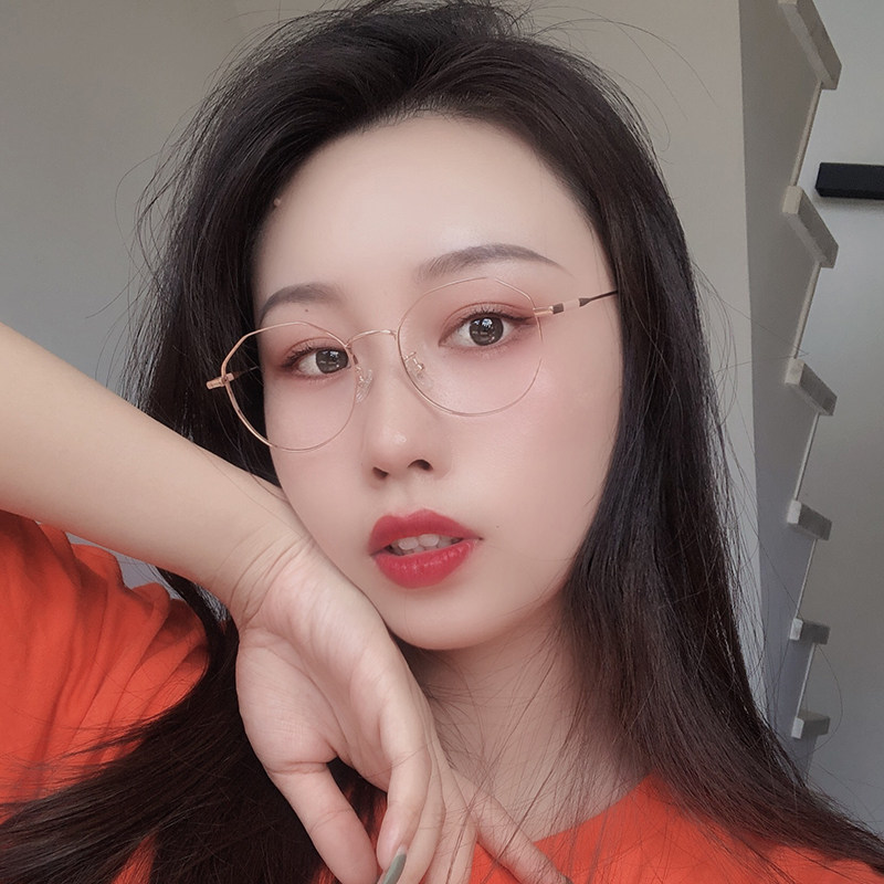 眼镜近视女眼睛框可配有度数韩版潮素颜配眼镜网上配眼镜超轻纯钛_虎窝淘