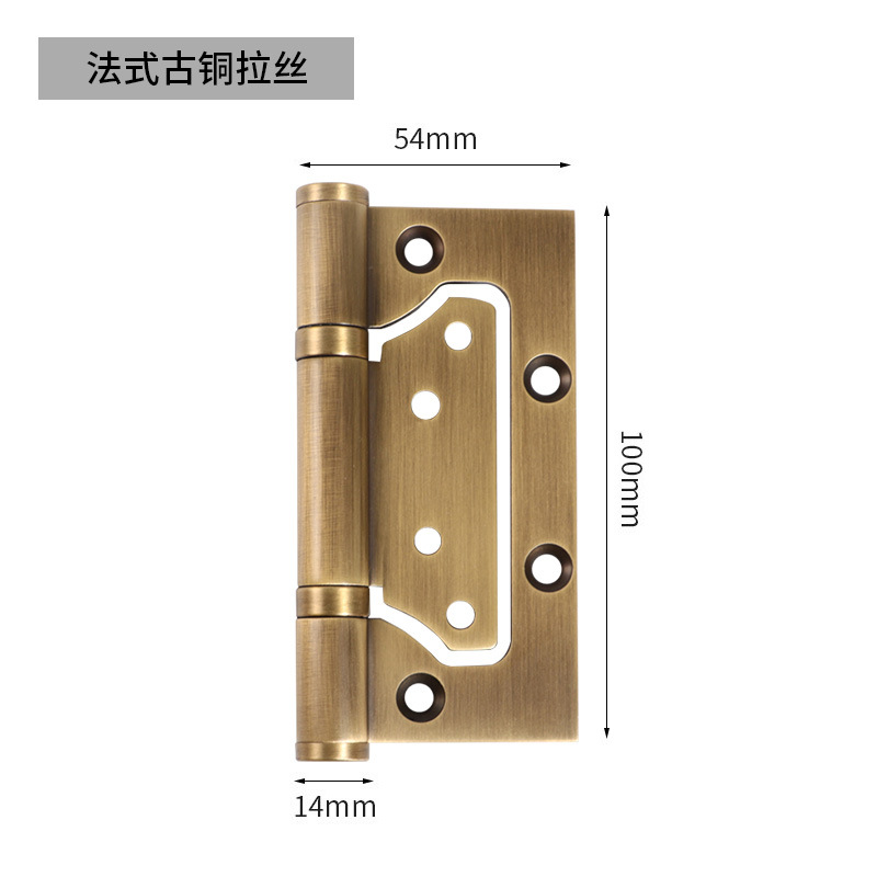 宇翔4寸纯铜子母合页加厚黄铜不锈钢5寸枪灰色房门卧室木门免开槽 - 图3