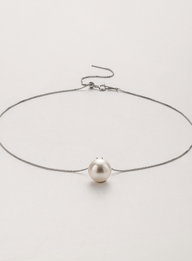 正圆澳白色单颗吊坠施家珠戴妃项链女款经典简约气质高级感颈链