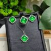<Natural Jade>Chrysoprase Agate Stud Earrings