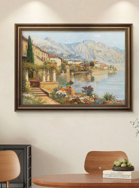 美式风景山水油画客厅餐厅装饰画
