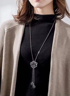 新款潮长款玫瑰花毛衣链