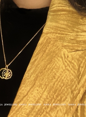 18K拜金主义太阳项链黑玉髓