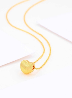小桃心爱心吊坠项链纯银镀黄金