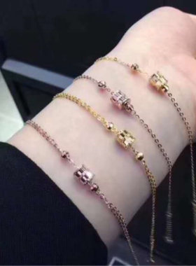 18K金小蛮腰手链黄金纯银转运珠