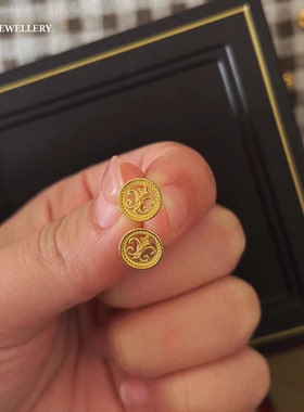 18K金古法金鸢尾花耳钉