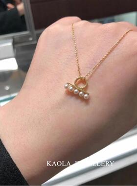日本平衡木珍珠项链高级感