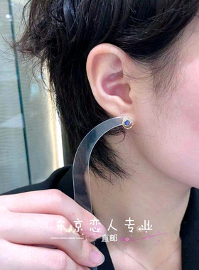 日本紫色纯银钻石耳环