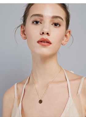 法国十二星座项链女18K黄金圆牌