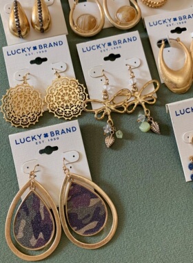 外贸品牌LUCKY 复古哑光金银耳环钉 独特设计时尚百搭老钱风耳饰5