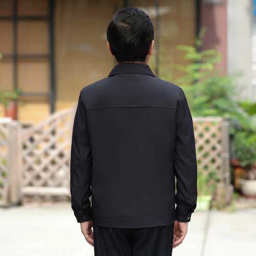 秋季爸爸外套男50岁60翻领衣服中老年人加厚休闲大码上衣夹克男装 - 图3