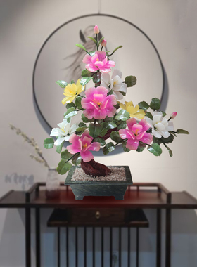 玄关盆栽客厅酒柜中式风工艺品