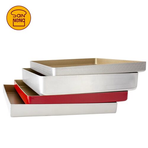 三能SN13123金色不沾古早烤盘正方形金盘28x28蛋糕卷月饼烘焙模具 - 图1