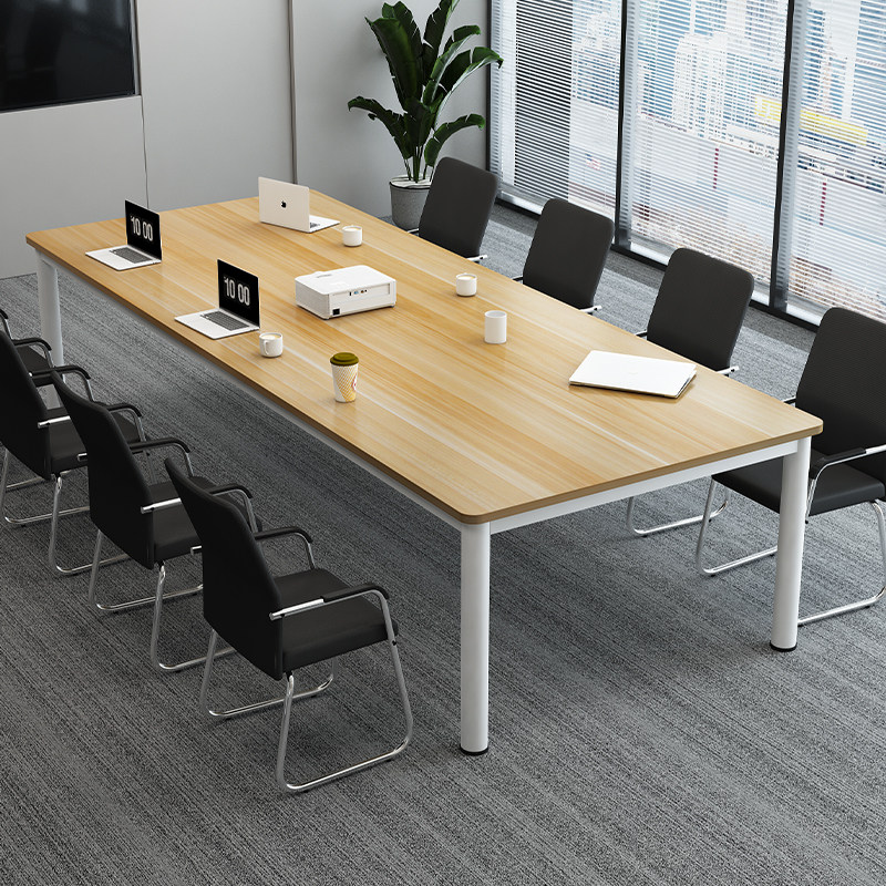 简易实木会议桌长桌长方形工作台培训桌长条桌办公家具职员办公桌