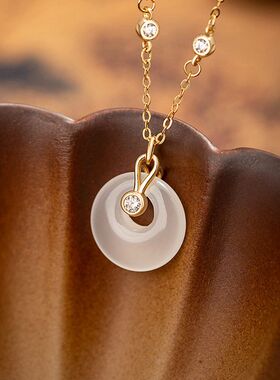 平安扣玉髓纯银925项链女国潮风