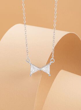 蝴蝶结纯银925项链女小众设计轻