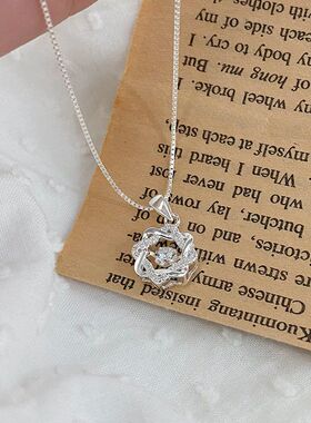 雍程S999足银麻花灵动锆石项链简约甜美气质女生百搭锁骨链代发