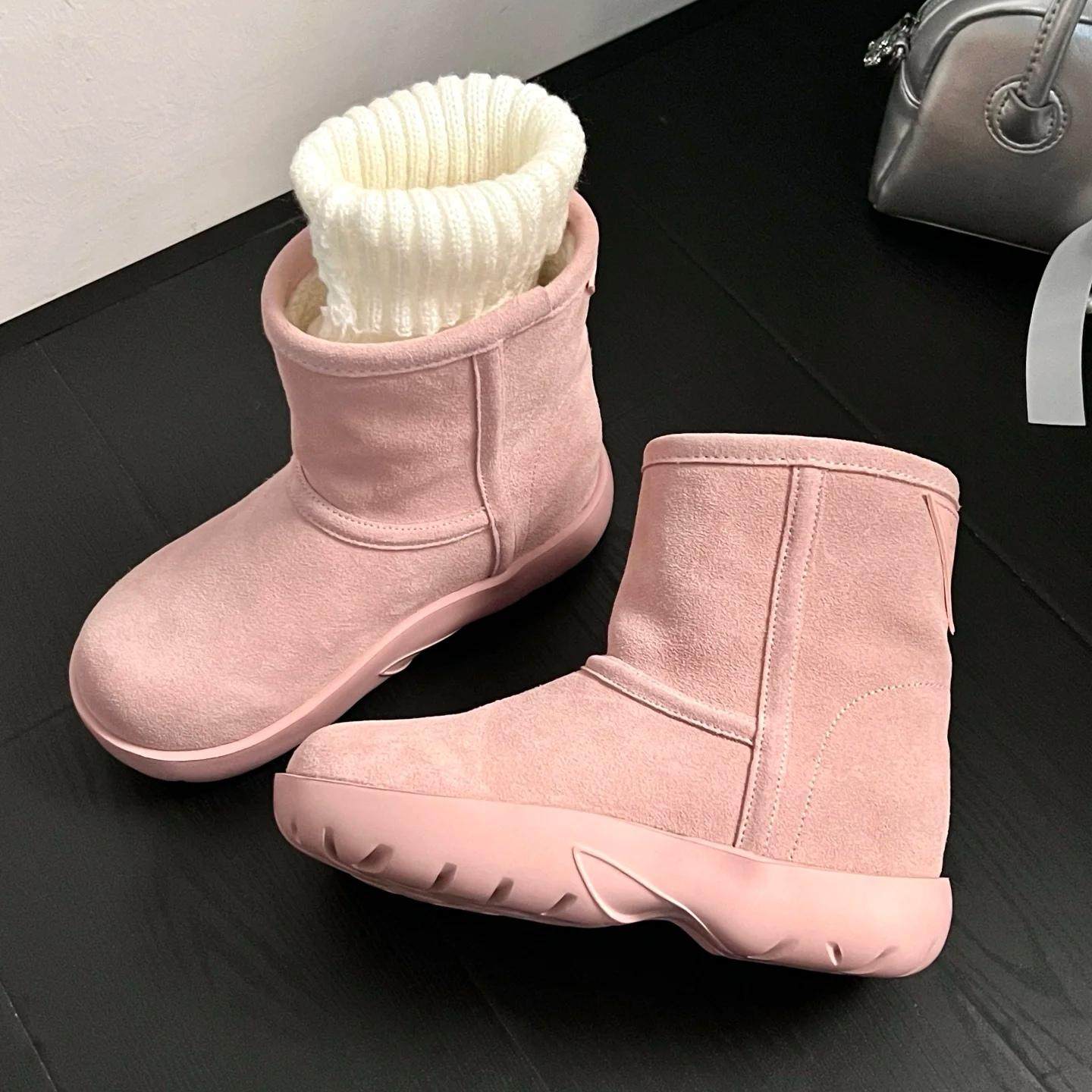 雪地靴女冬加绒小个子内增高7.5cm棉靴新款粉色短靴厚底加厚棉鞋,淘宝优惠券,粉丝福利购,淘宝优惠卷