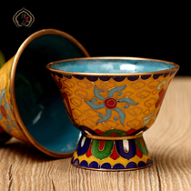 Buddhist Supplies Jingtai Blue pure copper Water Supply Cup Eight auspicious Six words True words for the Bowl of the Bowl Buddha is dedicated to the cup size