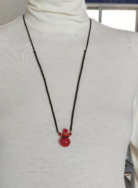 小空心散香装朱砂香水精油瓶项链