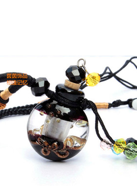 女琉璃香薰朱砂香水精油瓶项链