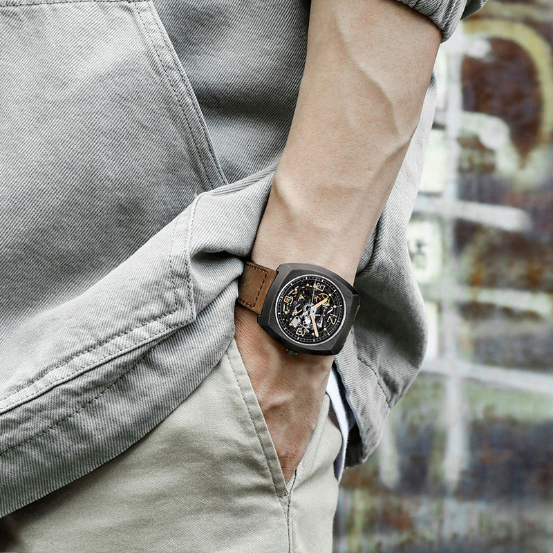 seagull男自动时尚镂空酒桶机械表 海鸥表赢时国产腕表