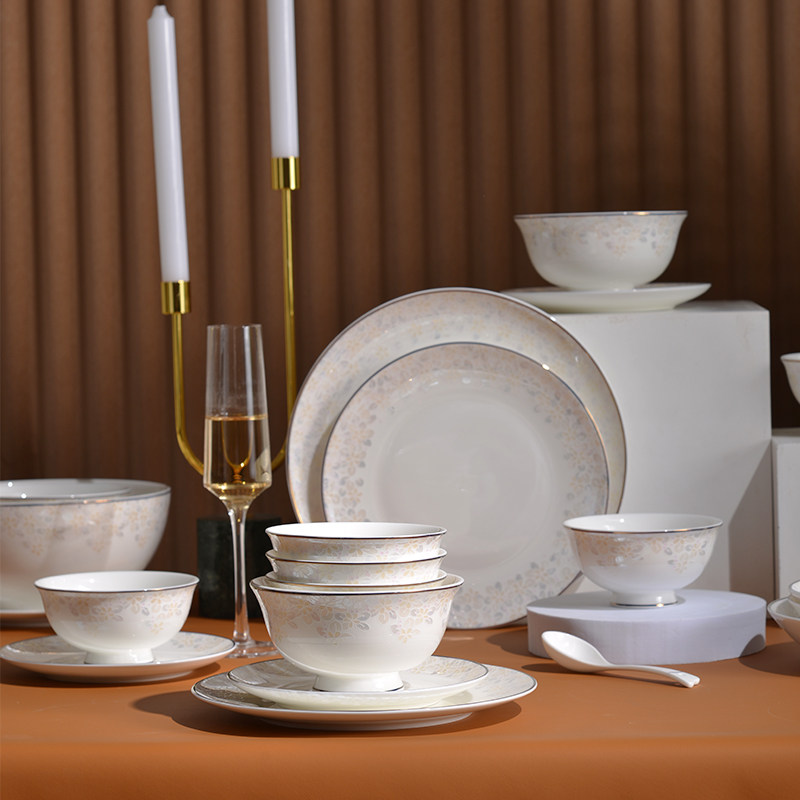 隆达骨瓷餐具炒菜盘子高级感陶瓷盘子碗套装组合家用岚影龙虾盘子,淘宝优惠券,粉丝福利购,淘宝优惠卷