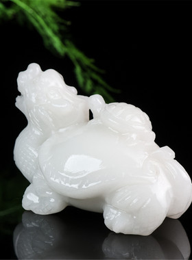 天然白玉石龙龟摆件母子龙龟家居客厅办公室玄关装饰品吉祥物摆设