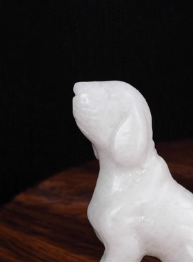 天然米黄玉狗摆件大号狗十二生肖