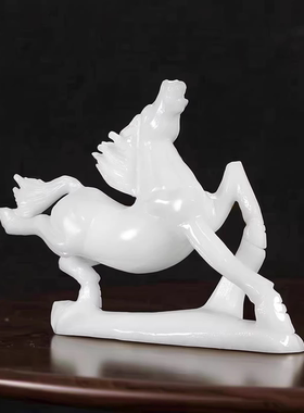 天然白玉马玉生肖马到成功摆件