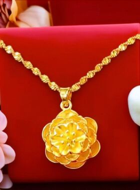 越南沙金多层花朵项链