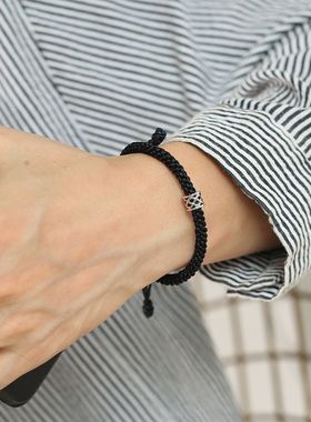 黑色手绳手链男潮单身简约潮流