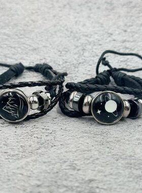 夜光日月恋人时光宝石手链男女