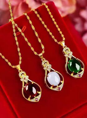 红色水钻项链女时尚爆款轻奢气质