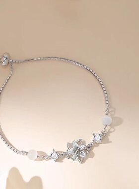 茉莉花银手链女生轻奢小众高级