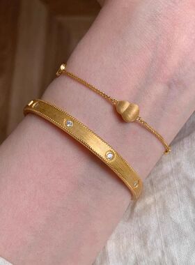 中古金色拉丝碎冰冰葫芦手链女