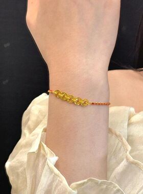 轻奢高级感碎冰冰五帝钱手链