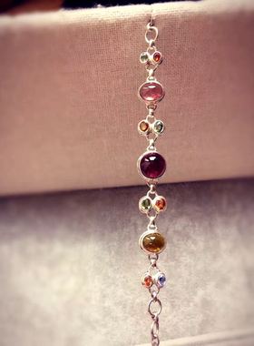 尼泊尔纯银旺夫招财礼物碧玺手链