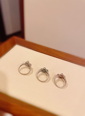 925纯银钨钢石榴石猫眼花朵戒指