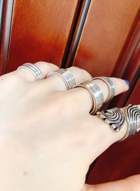 纯银手工挂脖项链光面礼物戒指