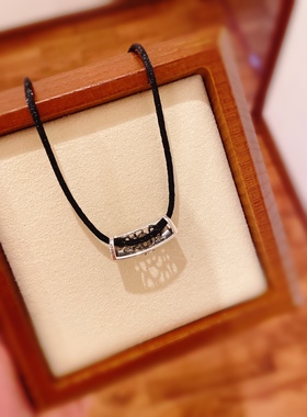 包邮泰银手工银弯管925纯银钨钢钻马赛克玫瑰锁骨链小吊坠