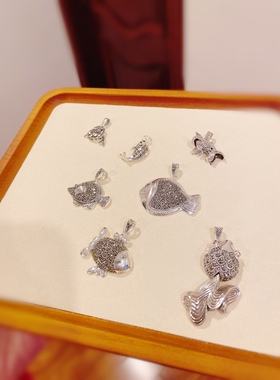 泰银小鱼吊坠925纯银钨钢钻马赛克吊坠素银鱼摆动手链挂坠飞鱼坠