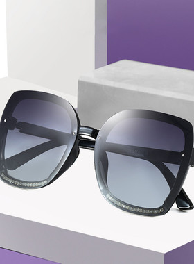 2023新款女士镶钻镜框时尚小香偏光太阳镜女墨镜明星网红眼镜修脸